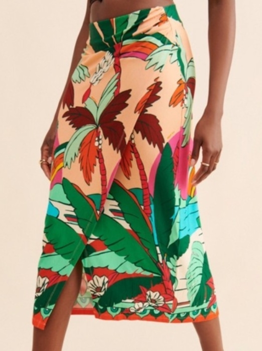 FARM Rio for Anthropologie Tropical Printed Wrap Midi Skirt – Size XS